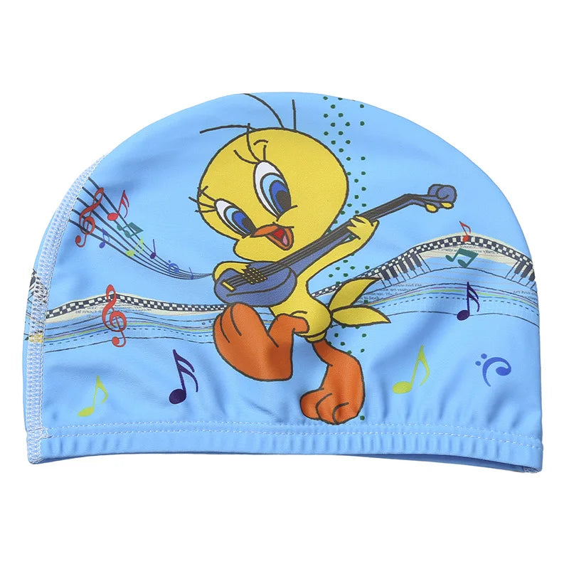 Kids Cartoon Swimming Cap Elastic Fabric Swim Hat