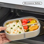 WORTHBUY 3 Grid Lunch Box Microwave Safe Detachable Bento Container