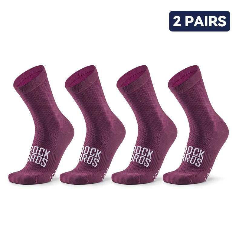 ROCKBROS Cycling Socks Breathable Shock-Absorbing Sports Socks 2 Pairs