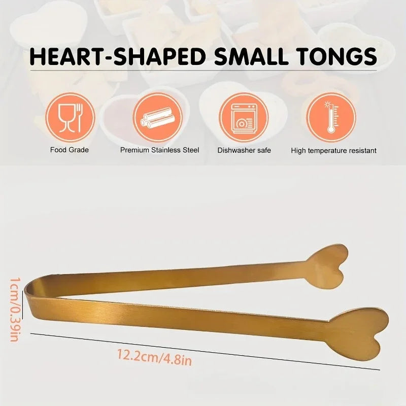 Small Gold Serving Tongs – Stainless Steel Mini Buffet & Appetizer Tongs