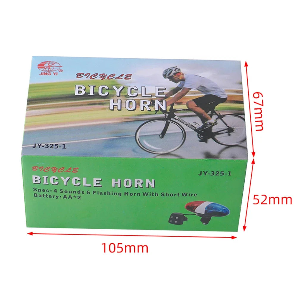 LED Bicycle Bell Horn 6 LED Bike Light with 4 Sound Modes