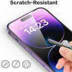 Smartphone with a screen protector being tested for scratch resistance.
