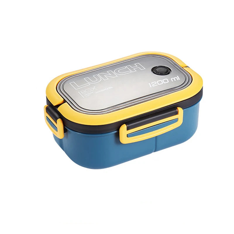 Portable Double Layer Lunch Box Microwave Safe Bento Food Container with Cutlery