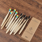 10PCS Bamboo Toothbrush Set Soft Charcoal Bristle Eco Dental Care