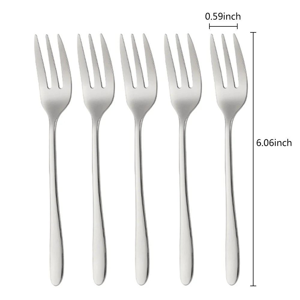 Gold Stainless Steel Fruit Fork Set Cake, Salad & Snack Cutlery (1–6Pcs)