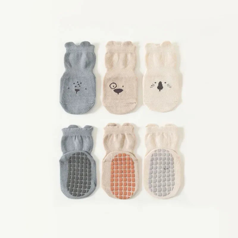 3/5 Pairs Baby Non-Slip Animal Socks for Boys & Girls