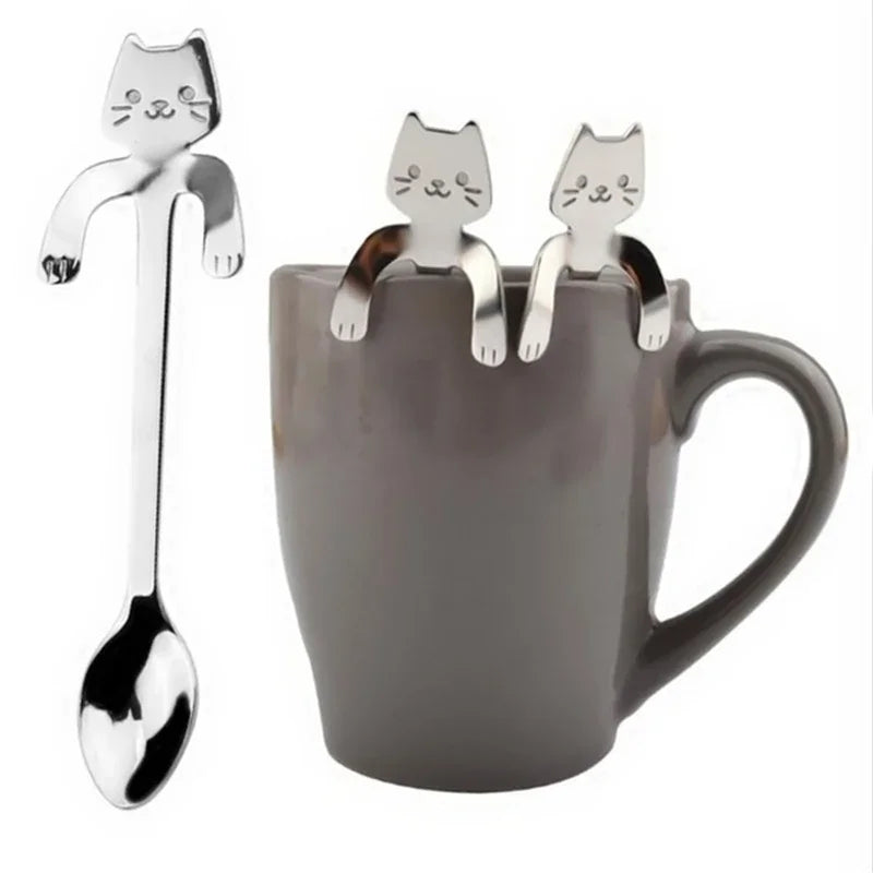 Cute Cat Shape Stainless Steel Coffee Spoon Mini Dessert Teaspoon Secondary image