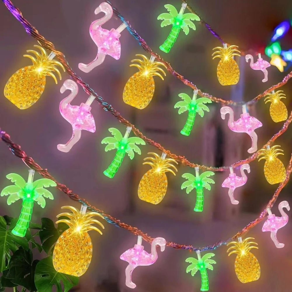 Tropical LED String Lights Flamingo Pineapple Decor Main image