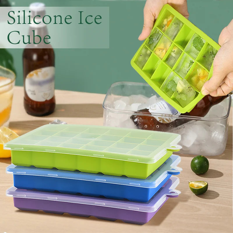 Large Silicone Ice Cube Tray Jumbo Square Ice Maker Mold (4–24 Grid) Secondary image