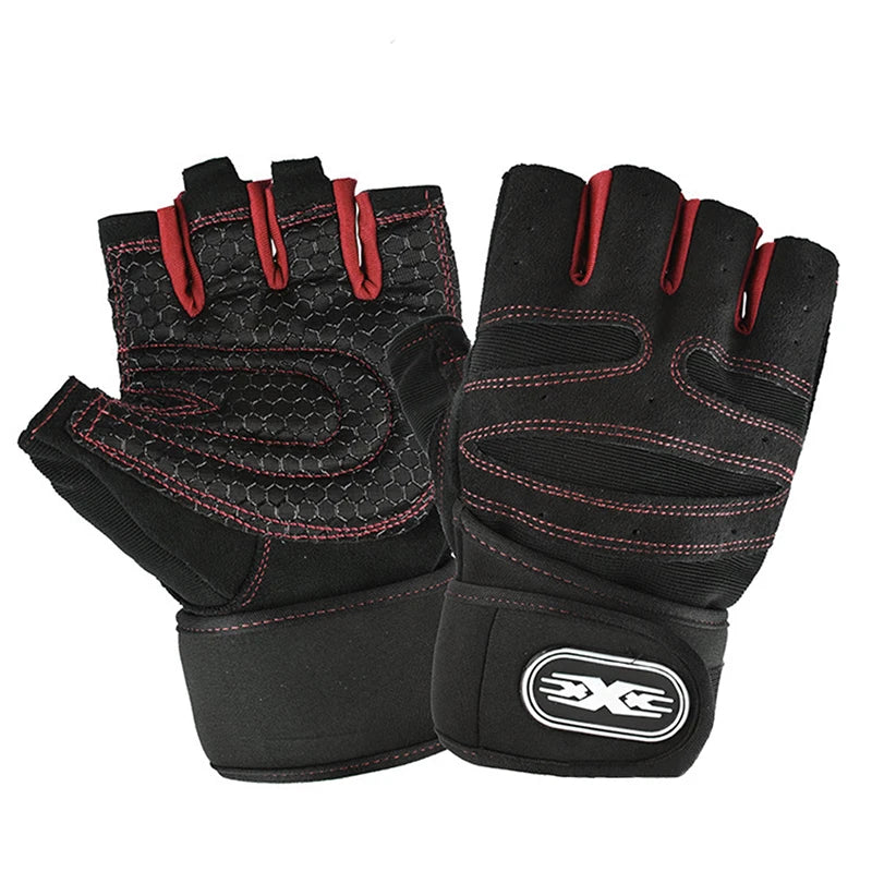 Workout Gloves Half Finger Wrist Wrap Gym Cycling Weight Training