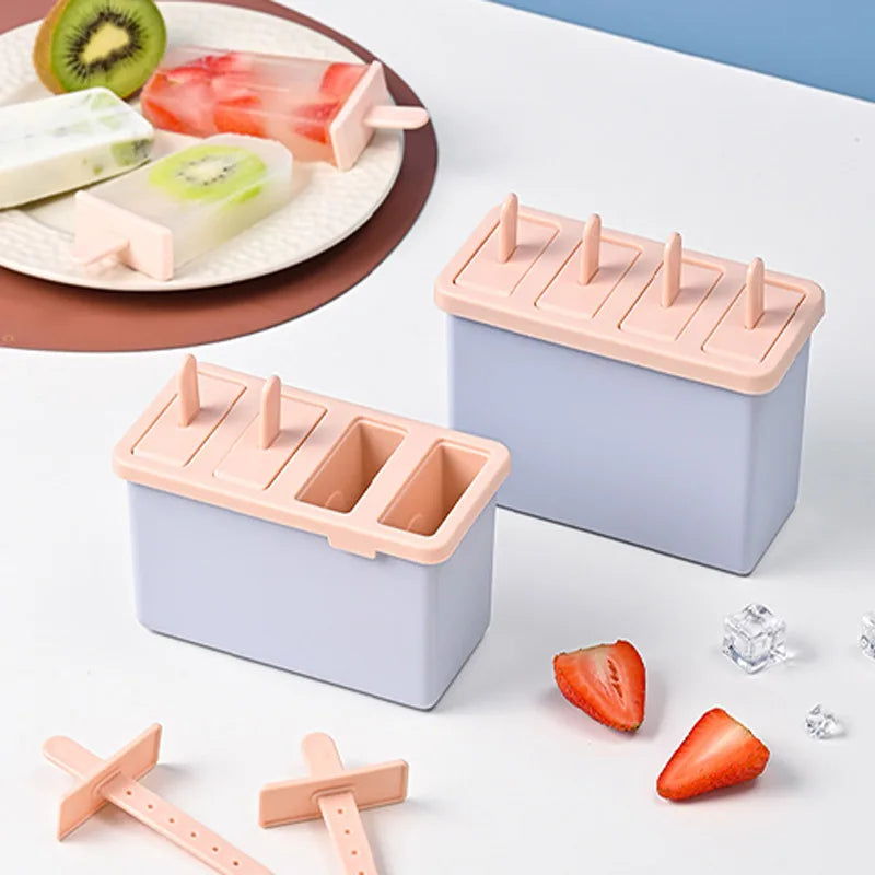 Food Grade Silicone Ice Cream Mold with Lid – BPA Free Popsicle Maker Kit