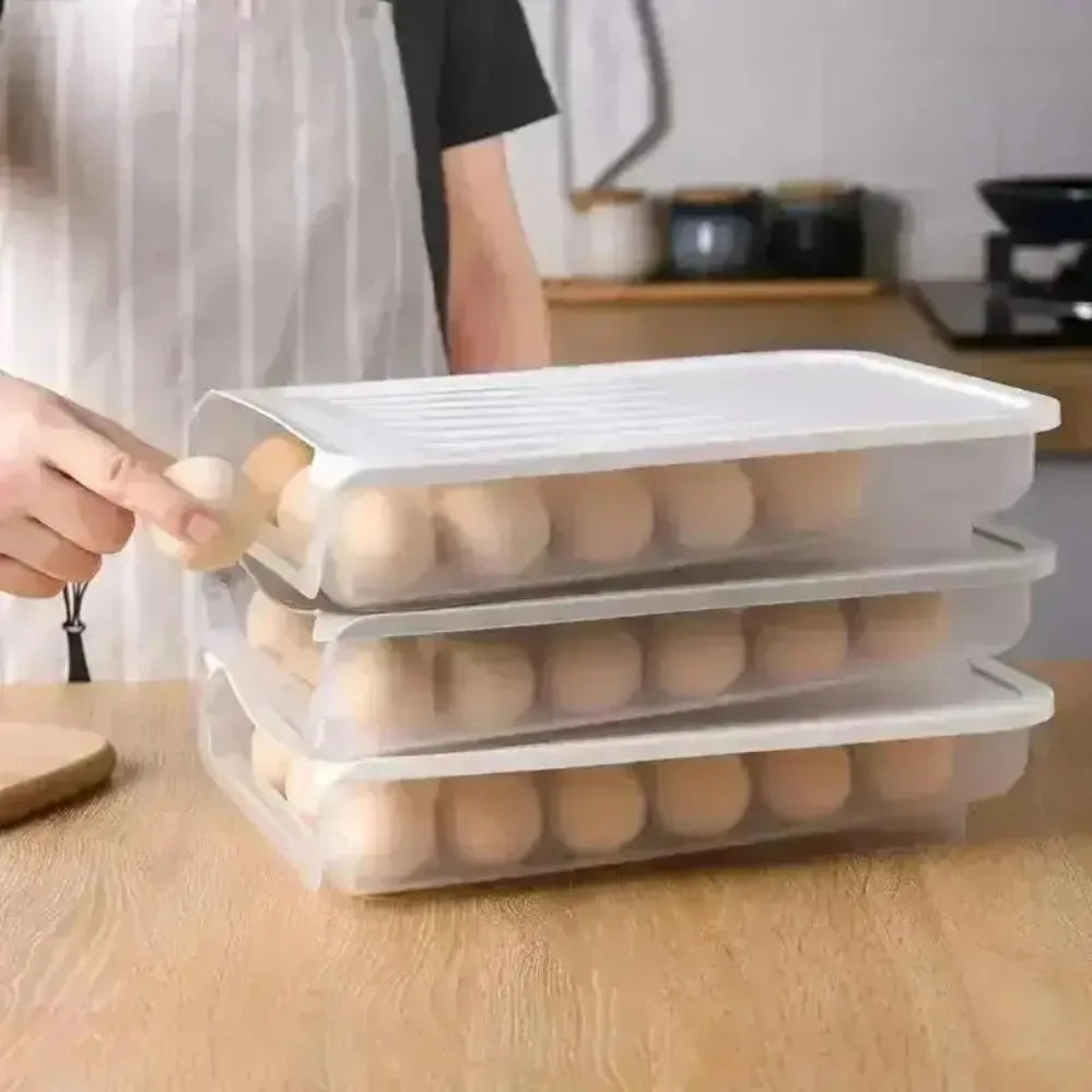 Rolling Egg Storage Box Fridge Egg Organizer