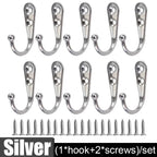 Alloy Wall Hooks with Screws Coat, Towel & Bag Hanging Hooks