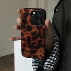 Retro Leopard Print Laser Case for iPhone 17 16 15 14 13 12 Pro Max