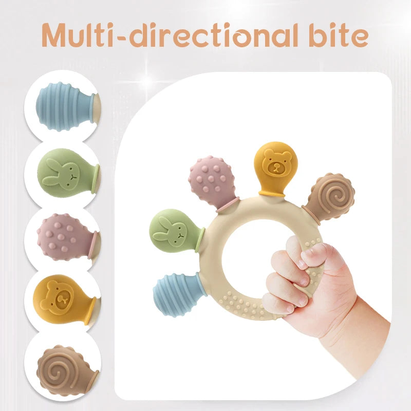 Silicone Baby Ring Teether Sensory Chew Toy 0-12M