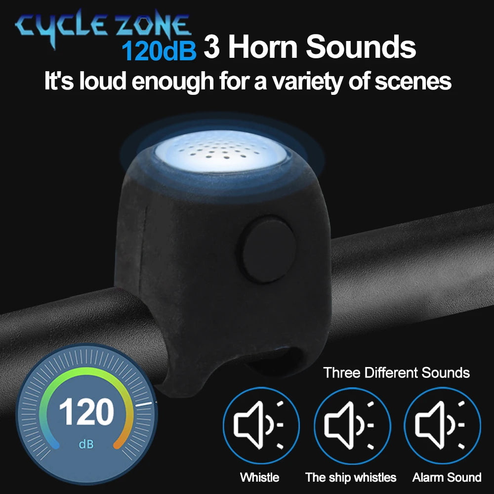 Electric Bicycle Horn 3 Sound Modes Loud MTB Bike Handlebar Alarm