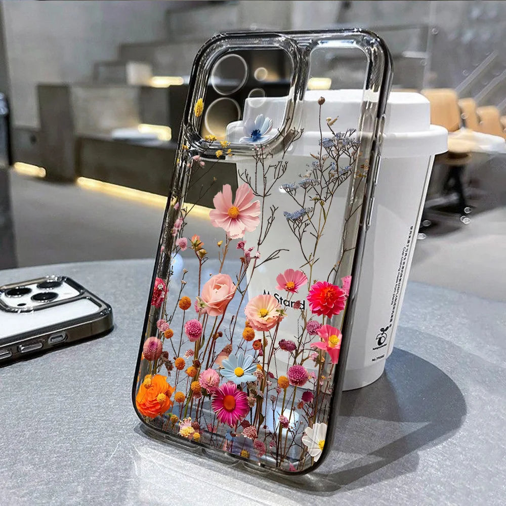 Flower Phone Case For iPhone 16 13 15 11 12 14 17 Pro Max Air 16E XS XR 7 8 SE Shockproof