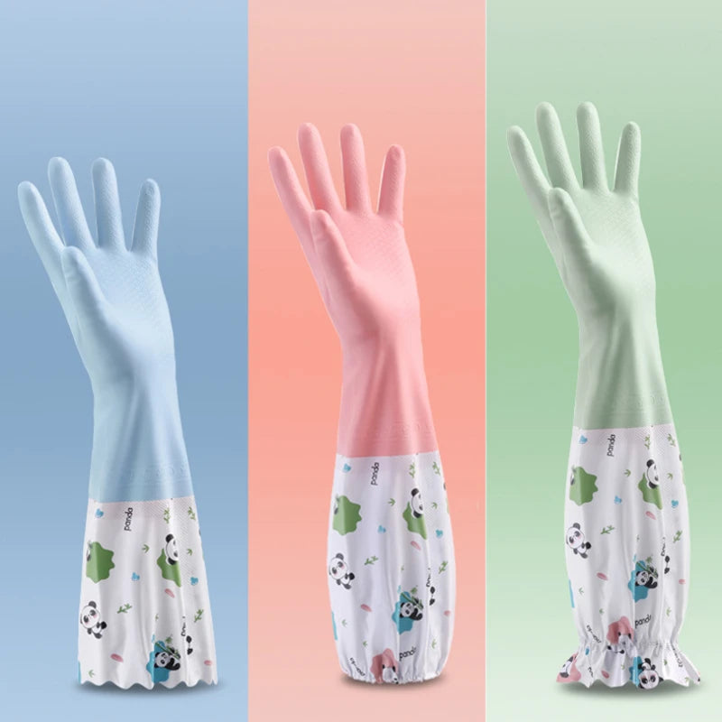 Women's Waterproof Cleaning Gloves Kitchen Rubber Gloves