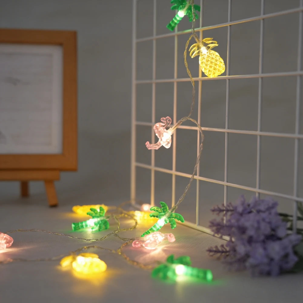 Tropical LED String Lights Flamingo Pineapple Decor