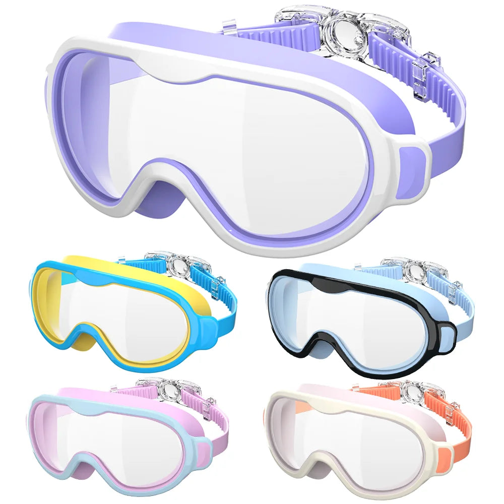 Kids Swimming Goggles Large Frame Anti-Fog Ages 6-15