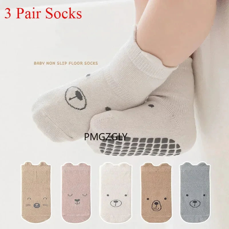 3/5 Pairs Baby Non-Slip Animal Socks for Boys & Girls