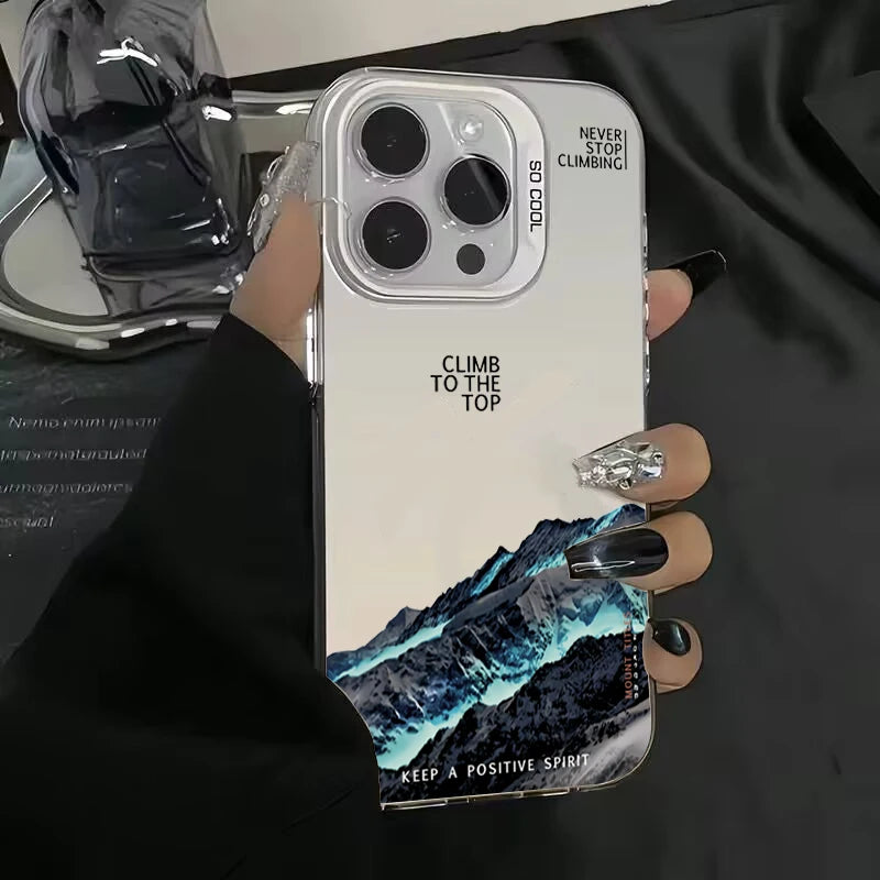 Snow Mountain Sunset Electroplate Case for iPhone 11 12 13 14 15 16 17