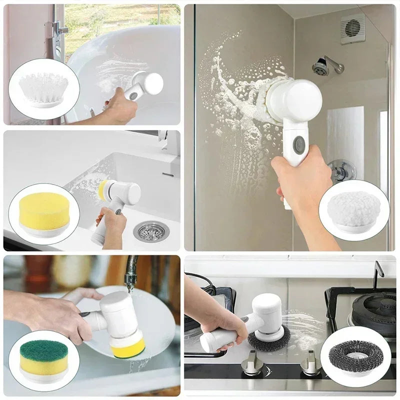 Cordless Electric Spin Scrubber 5 Brush Heads