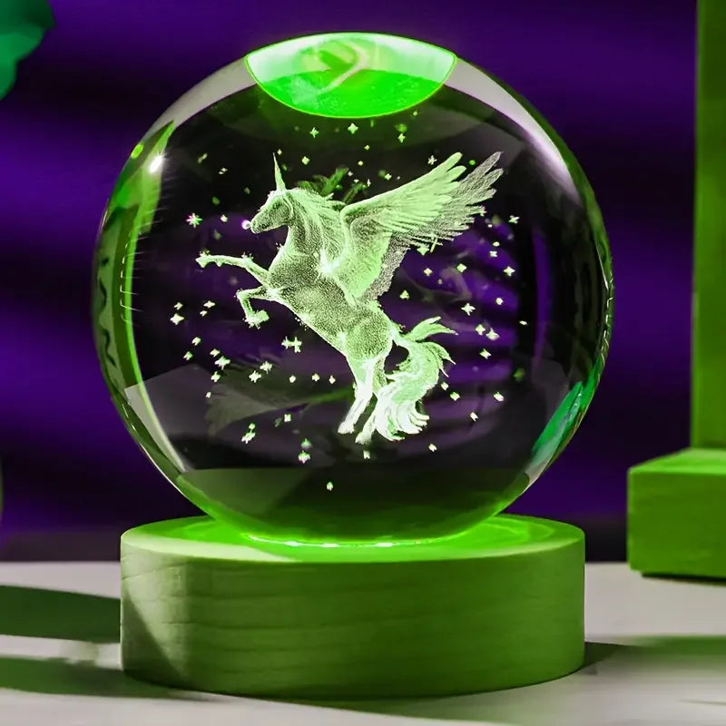 Unicorn 3D Crystal Ball Lamp LED Decorative Gift