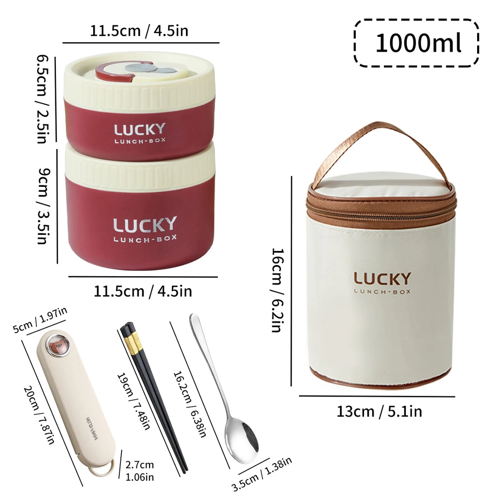 WORTHBUY Portable Thermal Lunch Box 304 Stainless Steel Insulated Bento Box
