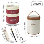 WORTHBUY Portable Thermal Lunch Box 304 Stainless Steel Insulated Bento Box