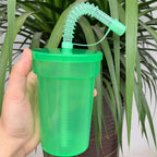 Neon Sipper Cups Reusable Spill Proof Cups with Lid & Straw