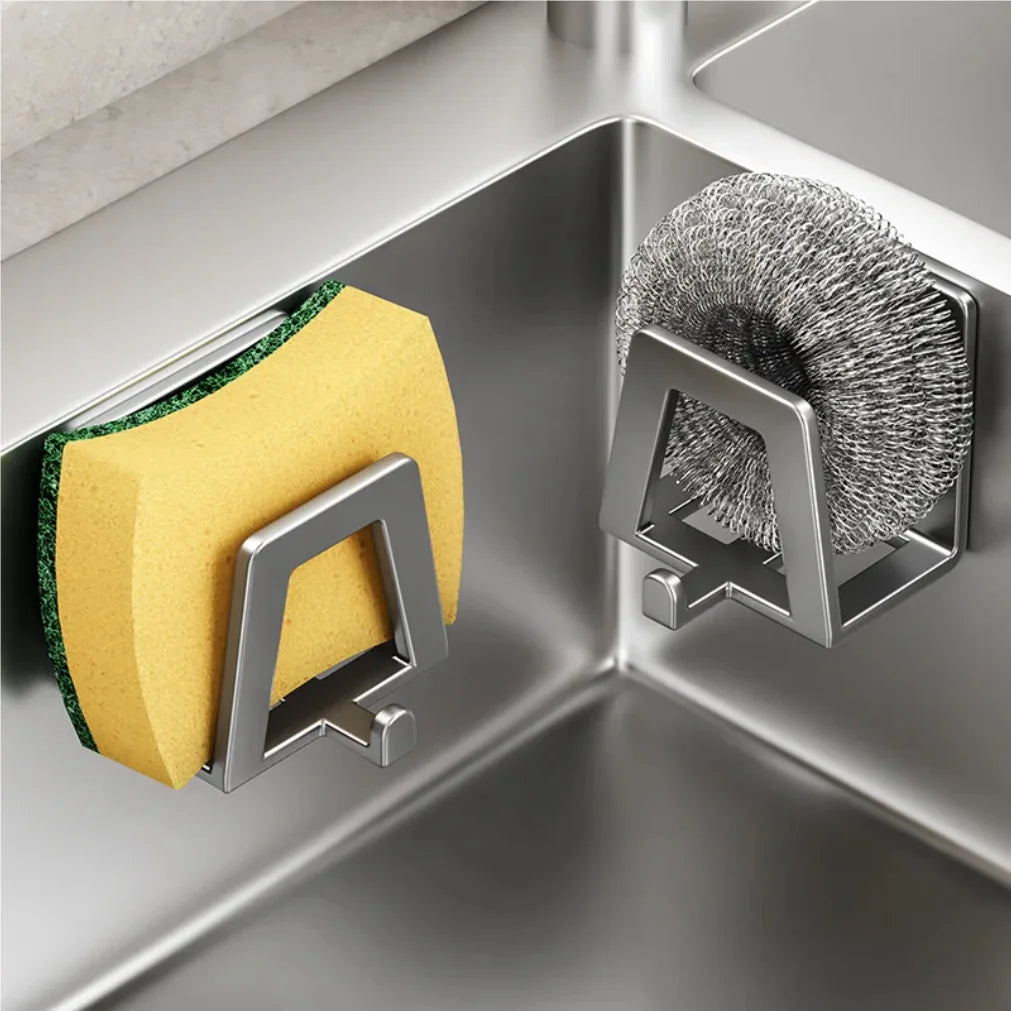 Stainless Steel Sponge Holder Self-Adhesive Sink Drain Organizer