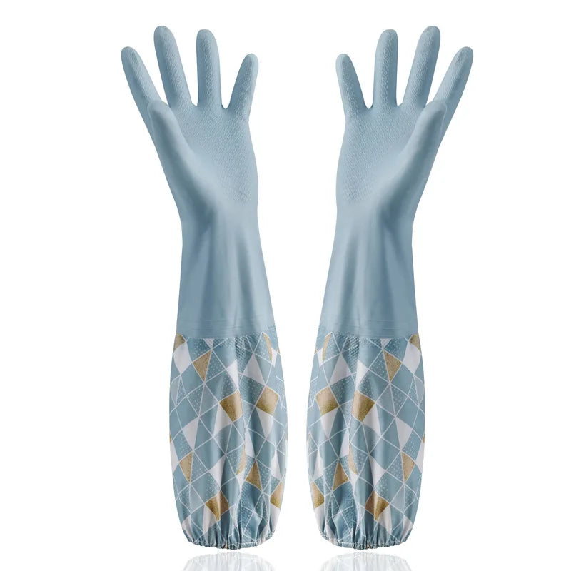Velvet Rubber Cleaning Gloves Waterproof Winter Gloves