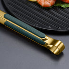 Gold Stainless Steel Food Tongs – Non-Slip BBQ, Salad & Bread Serving Tongs