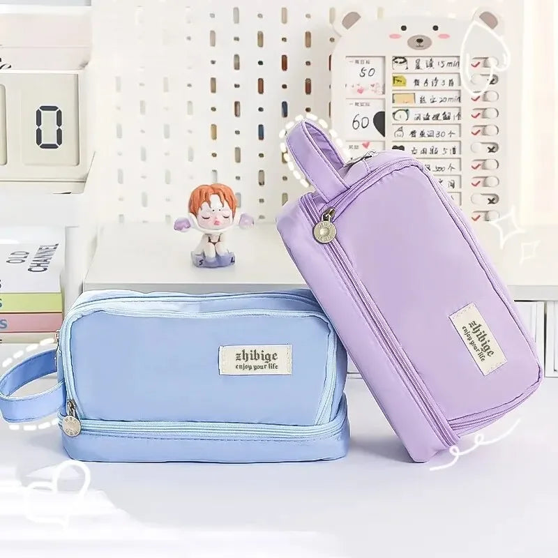 Large Capacity Pencil Case Macaron Color School Pen Bag