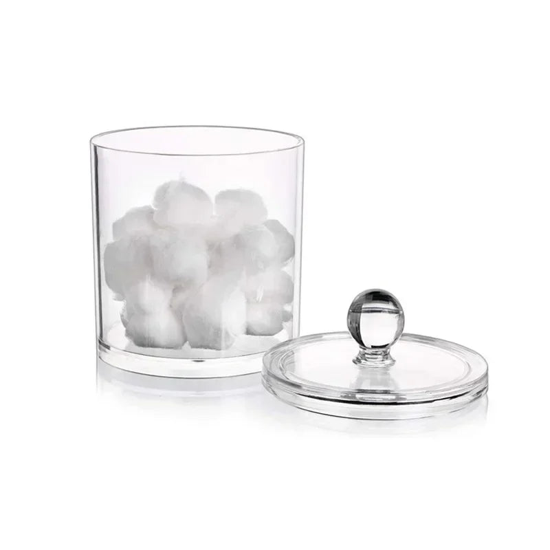 Acrylic Cotton Pad Holder Bamboo Lid Organizer
