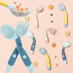 Baby Silicone Spoon & Fork Set Soft Bendable Toddler Feeding Utensils