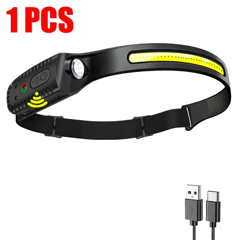 USB Rechargeable LED Sensor Headlamp XPE+COB Light