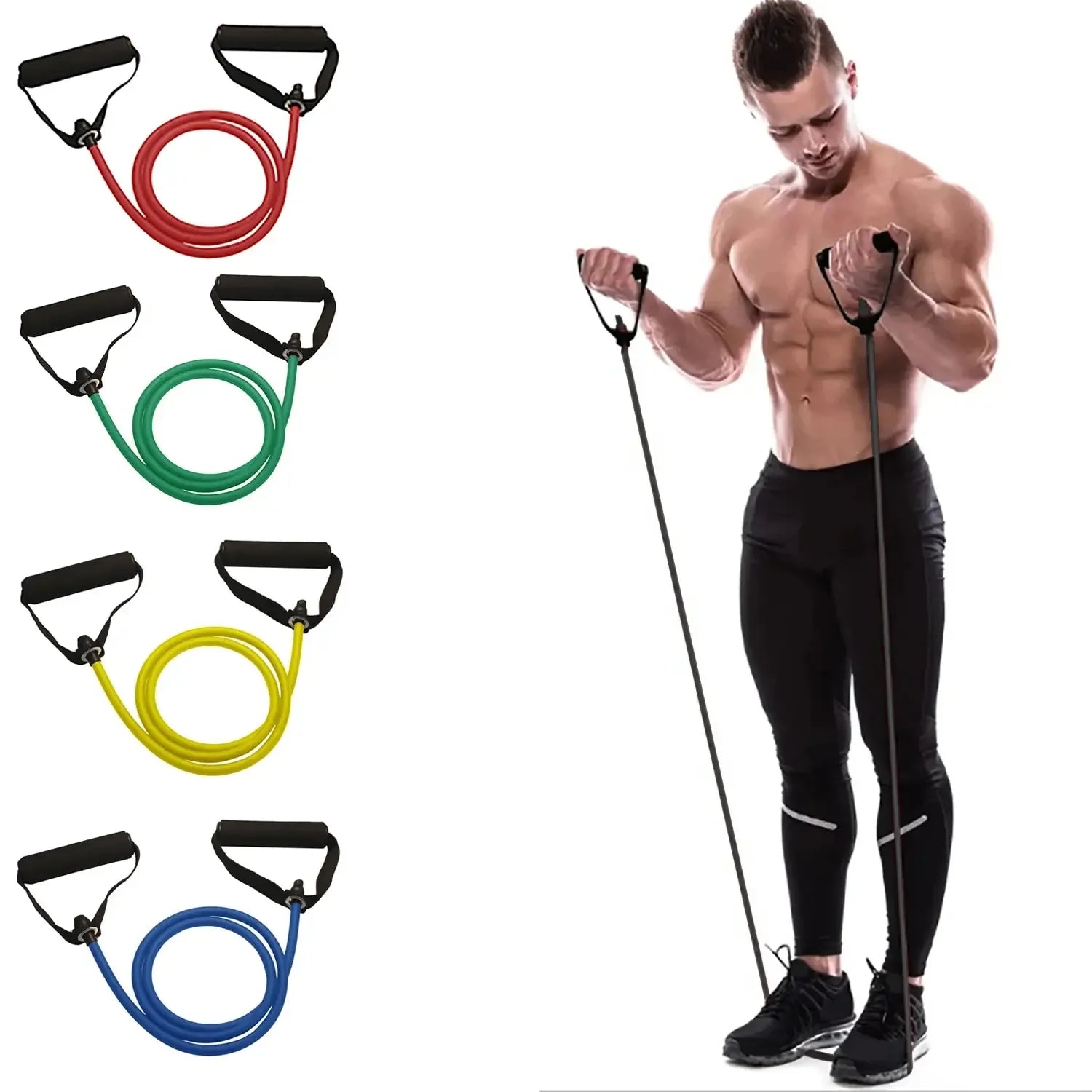 Resistance Bands with Handles – Exercise & Workout Bands for Home Strength Training