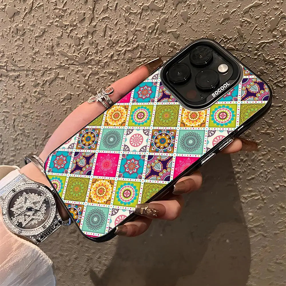 Iridescent Mandala TPU Case for iPhone 17 16 15 14 13 12 Pro Max Cover