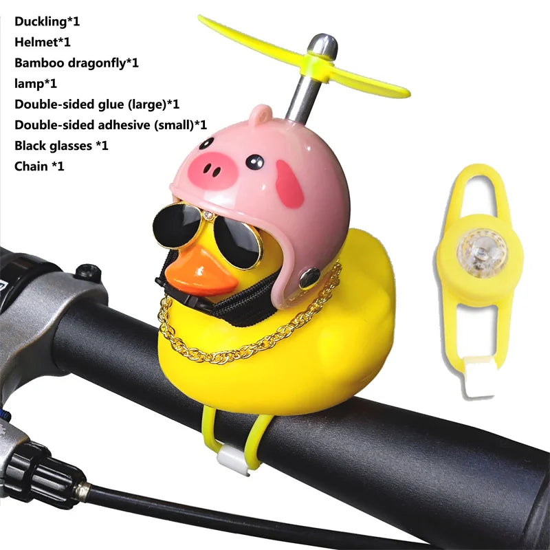 Cartoon Yellow Duck Bike Bell LED Helmet Duck Bicycle Accessory