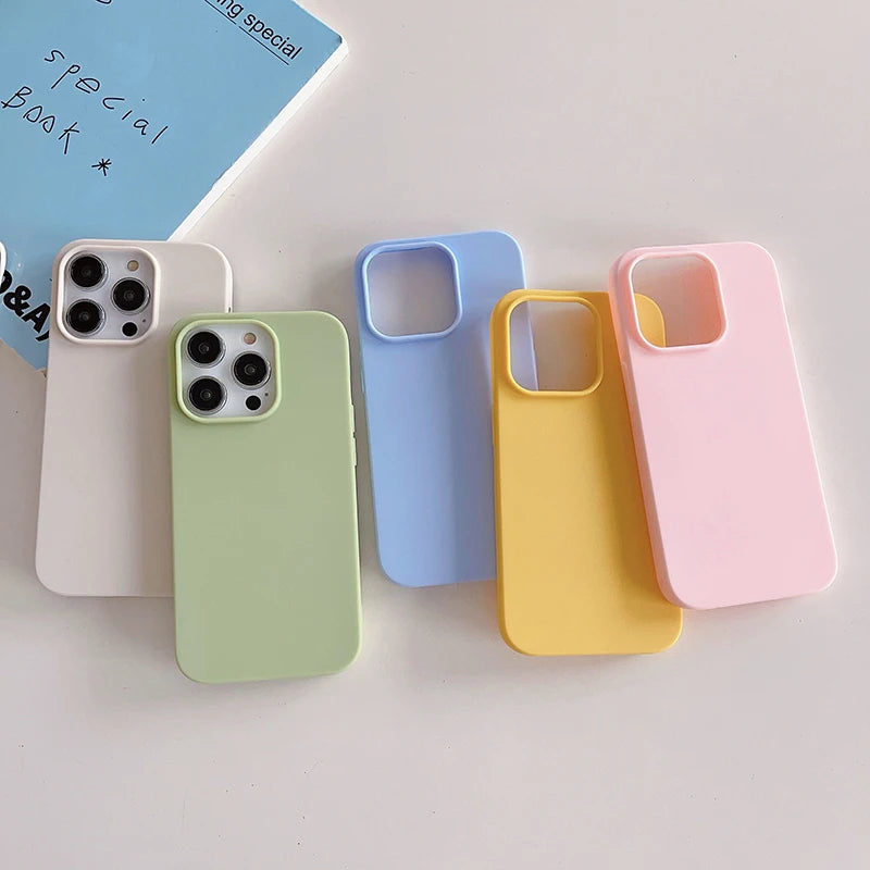 Candy Color Silicone Case for iPhone 11 12 13 14 15 16 Pro Max