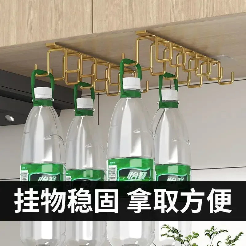 Under Shelf Mug Cup Hanger Double Row Kitchen Cabinet Hook Rack