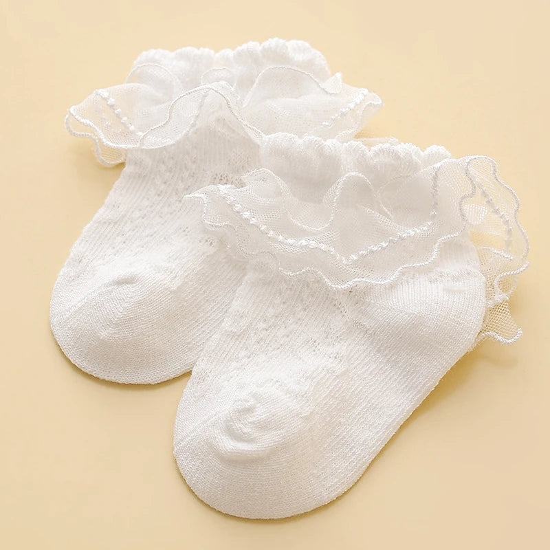 Princess Lace Baby Socks for Girls Cute Ruffle Anti-Skid Socks