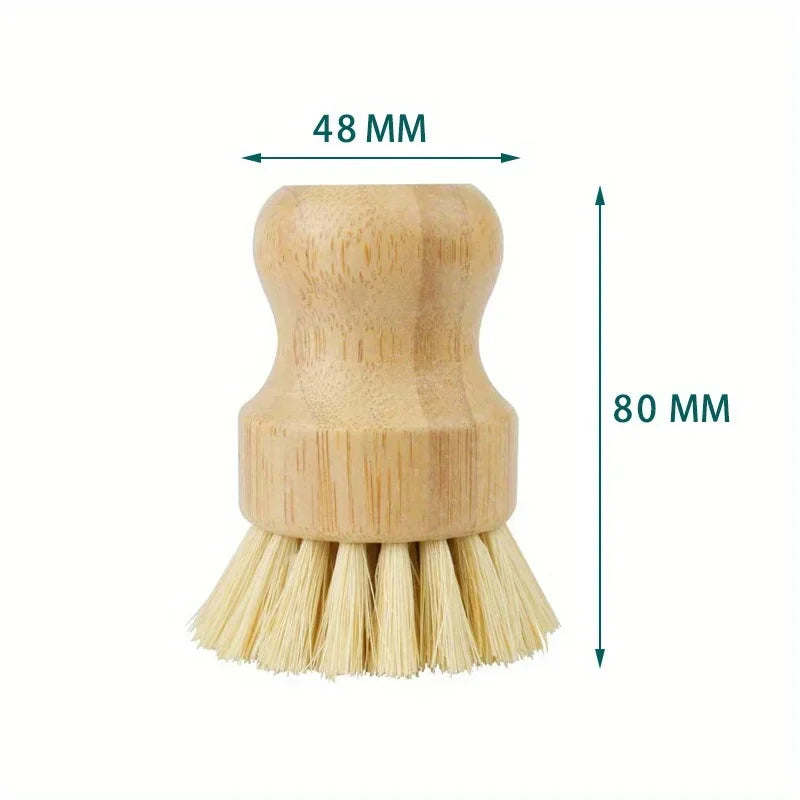 Natural Sisal Dish Brush Wooden Pot Scrubber