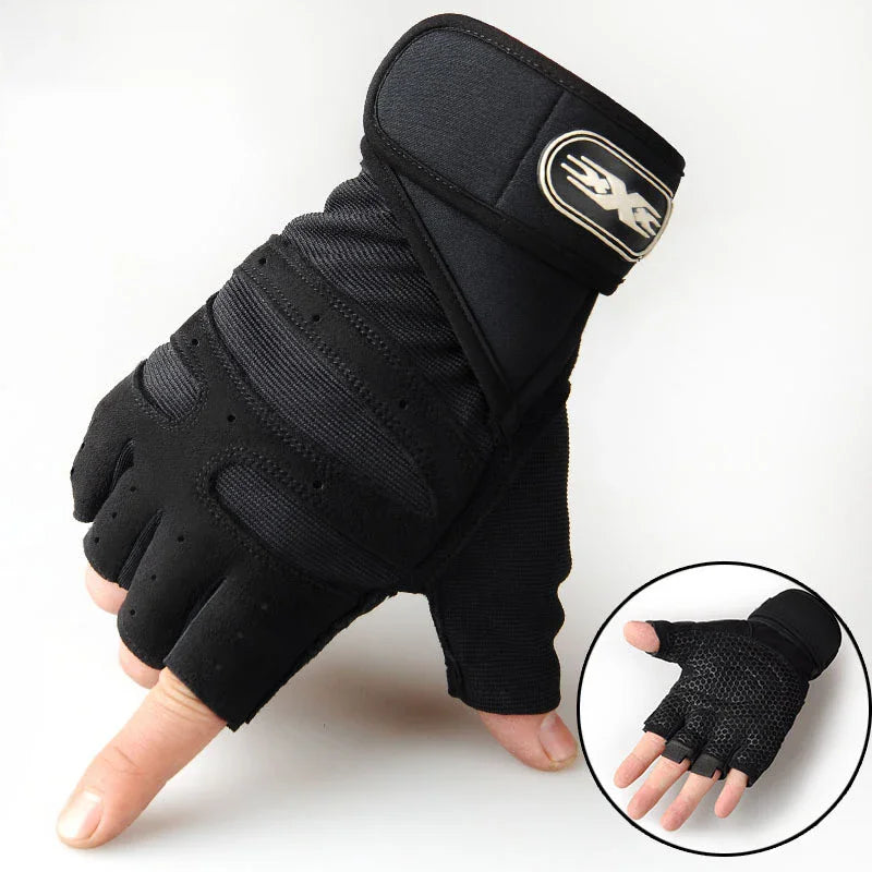 Fingerless Wrist Support Gloves Gym Cycling Fitness Anti Slip Gloves