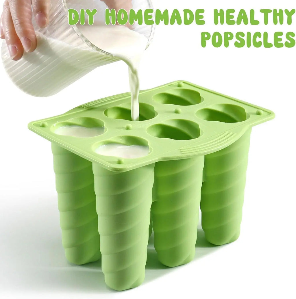 DIY Silicone Popsicle Mold 6-Cavity – Reusable Ice Cream & Ice Pop Maker