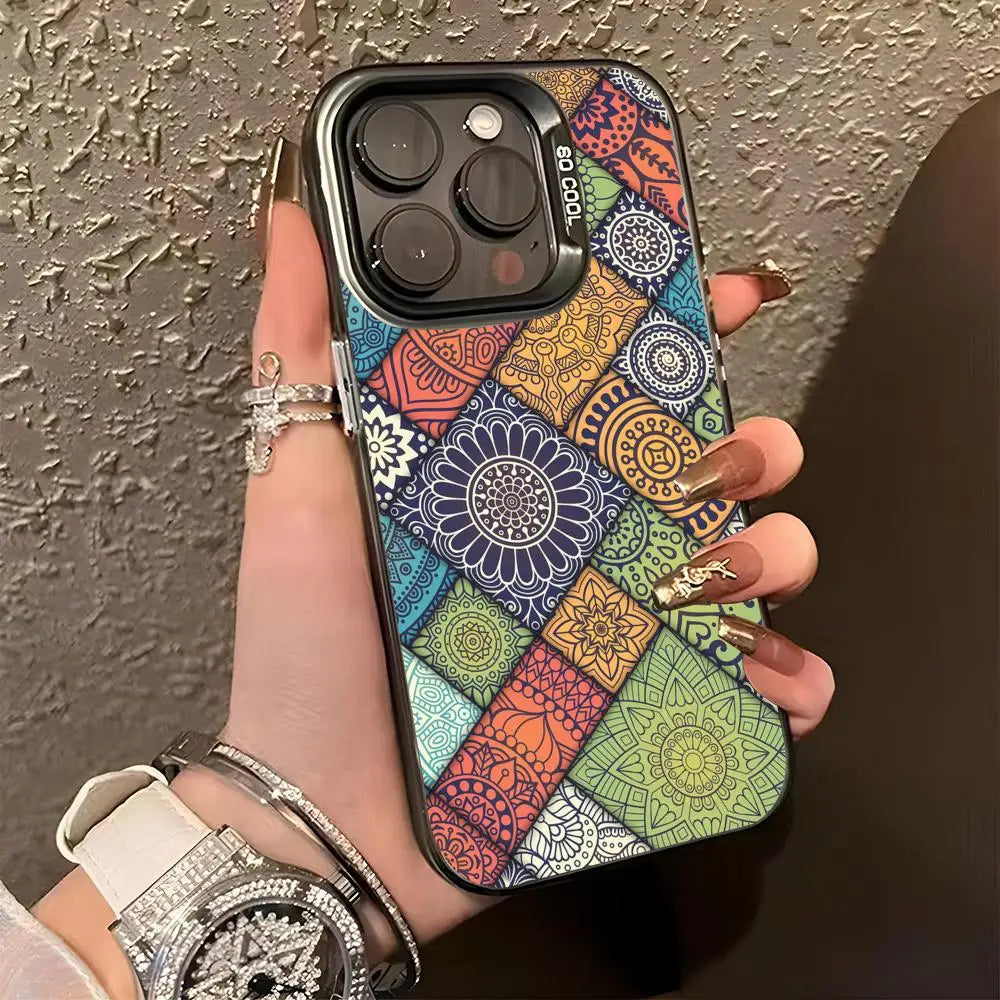 Iridescent Mandala TPU Case for iPhone 17 16 15 14 13 12 Pro Max Cover
