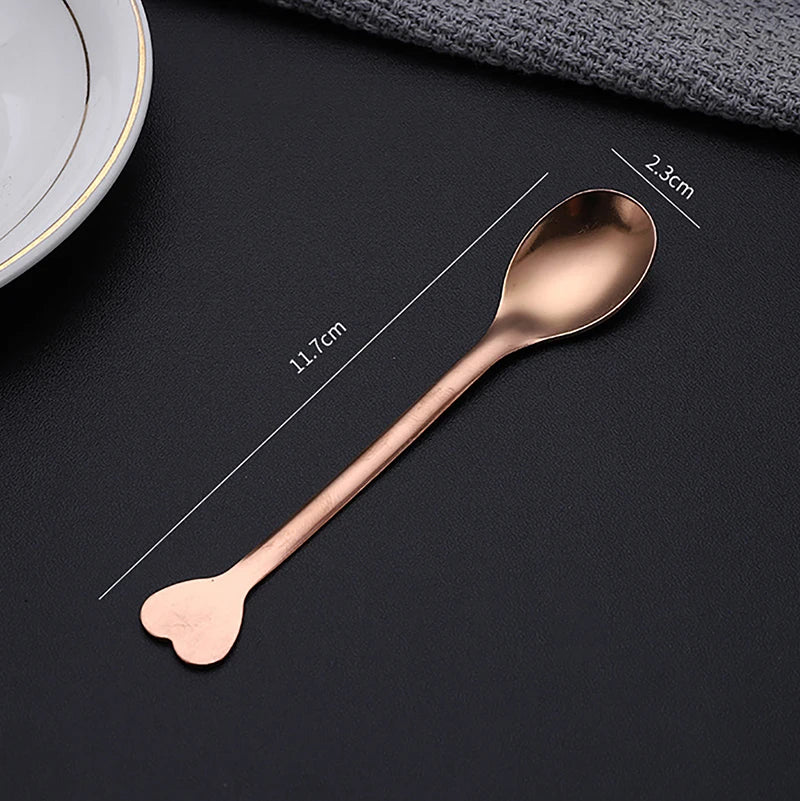 2Pcs Love Handle Coffee Spoon Set – Stainless Steel Tea & Dessert Spoon