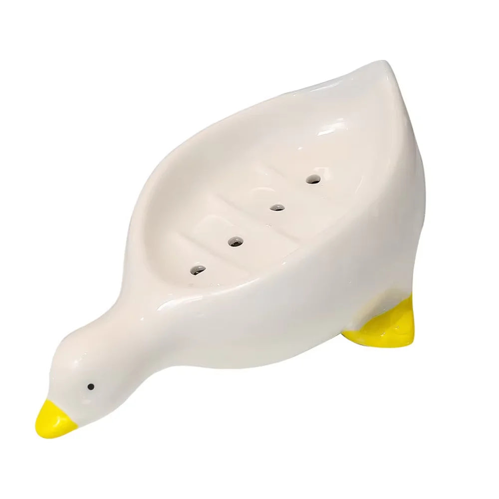 Cute Duck Soap Tray – Self Draining Soap Holder for Bathroom & Kitchen
